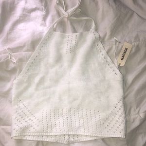 White Knit Halter Top